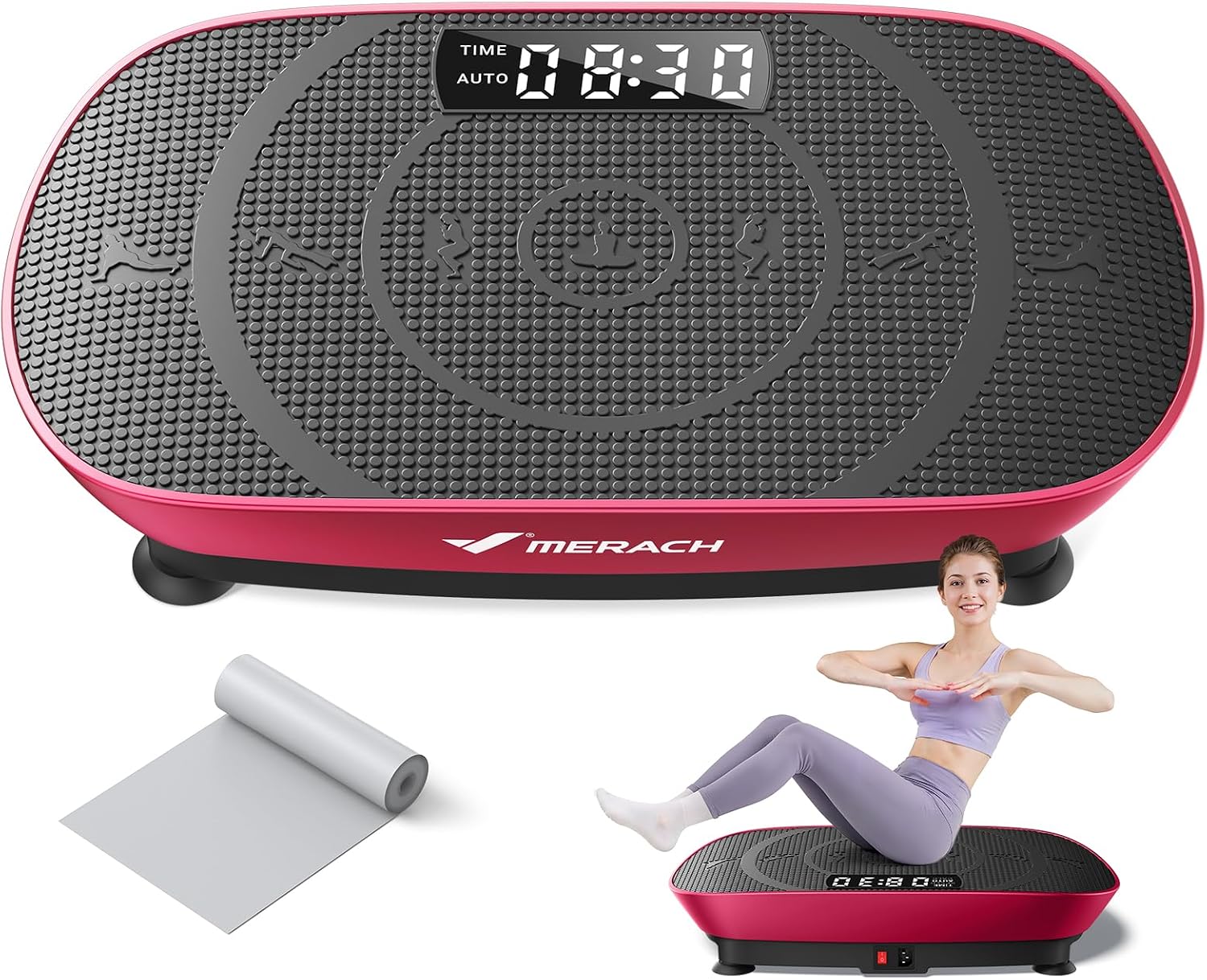 MERACH Vibration Plate Exercise Machine, Whole Body Workout Equipment for Women, Bluetooth and Silicone Pedal, Vibration Plate with Auto Mode, Vibrate Fitness Platform for Home