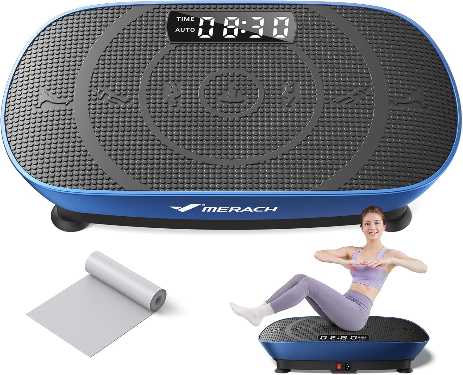 MERACH Vibration Plate Exercise Machine, Whole Body Workout Equipment for Women, Bluetooth and Silicone Pedal, Vibration Plate with Auto Mode, Vibrate Fitness Platform for Home