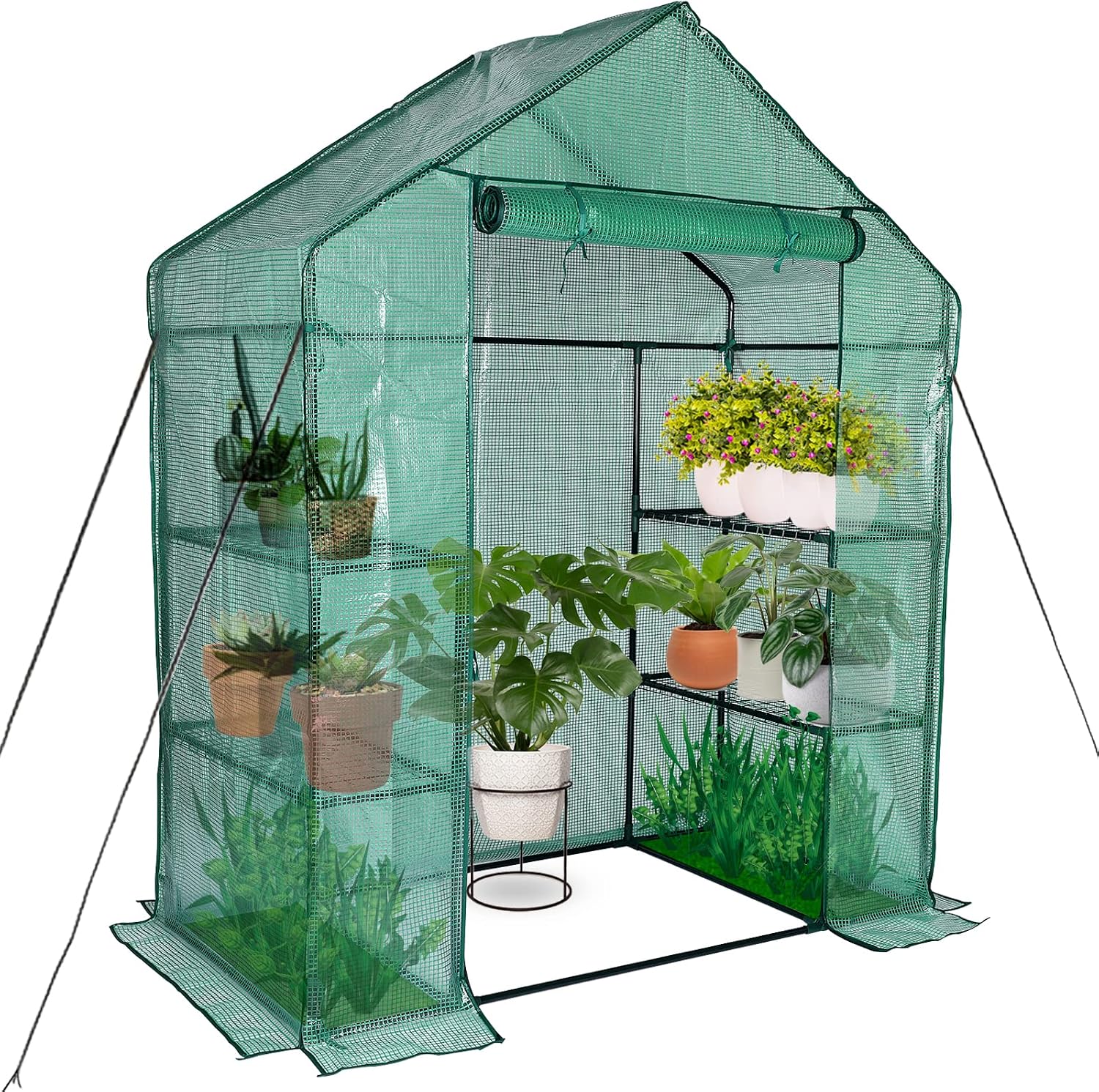 Mini Greenhouse,Greenhouses for Outdoors,Portable Walk in Green House for Garden Plants that Need Frost Protection and Away from Animals(56"x30"x76")-White